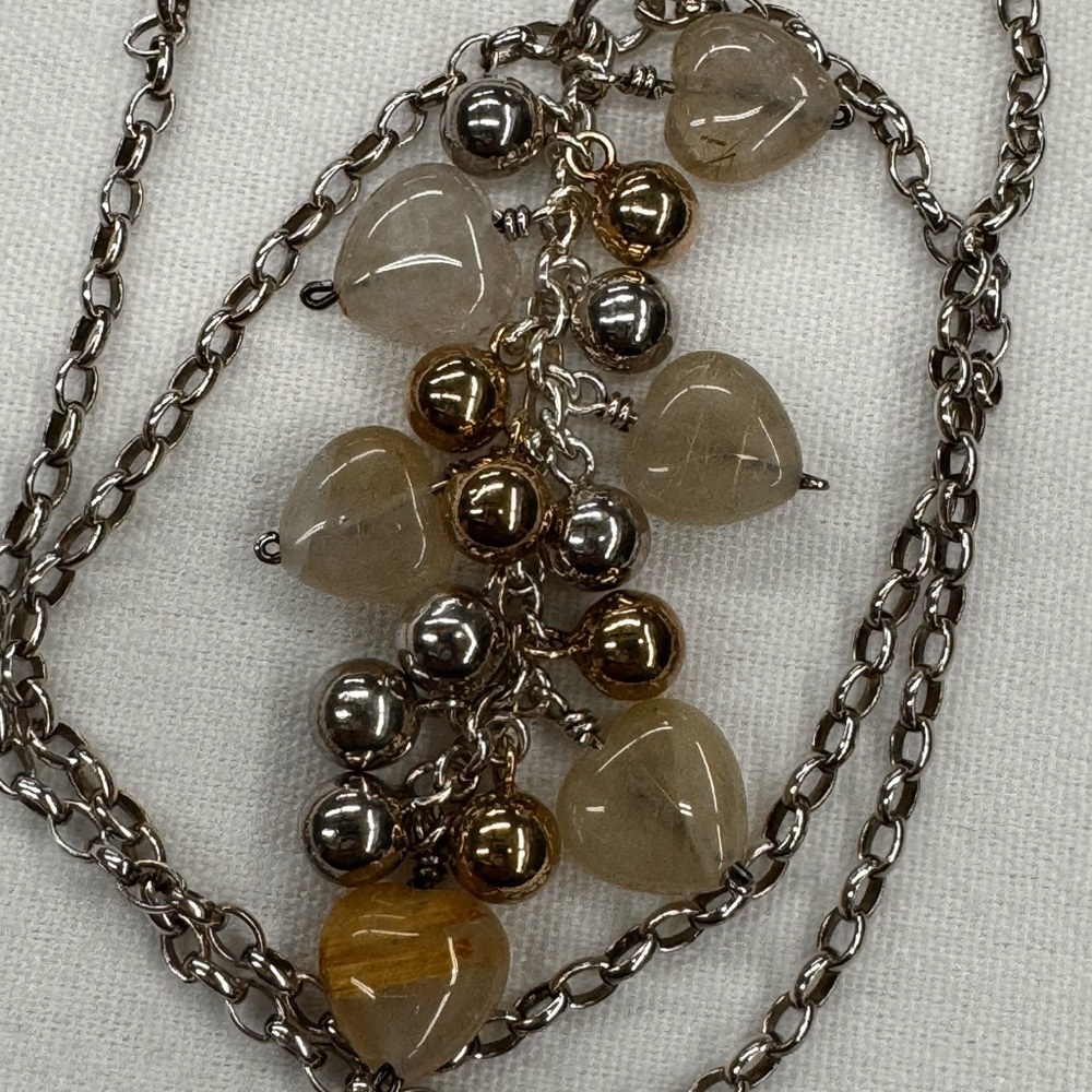 Elegant Silver and 5 Gold ball Beaded Necklace